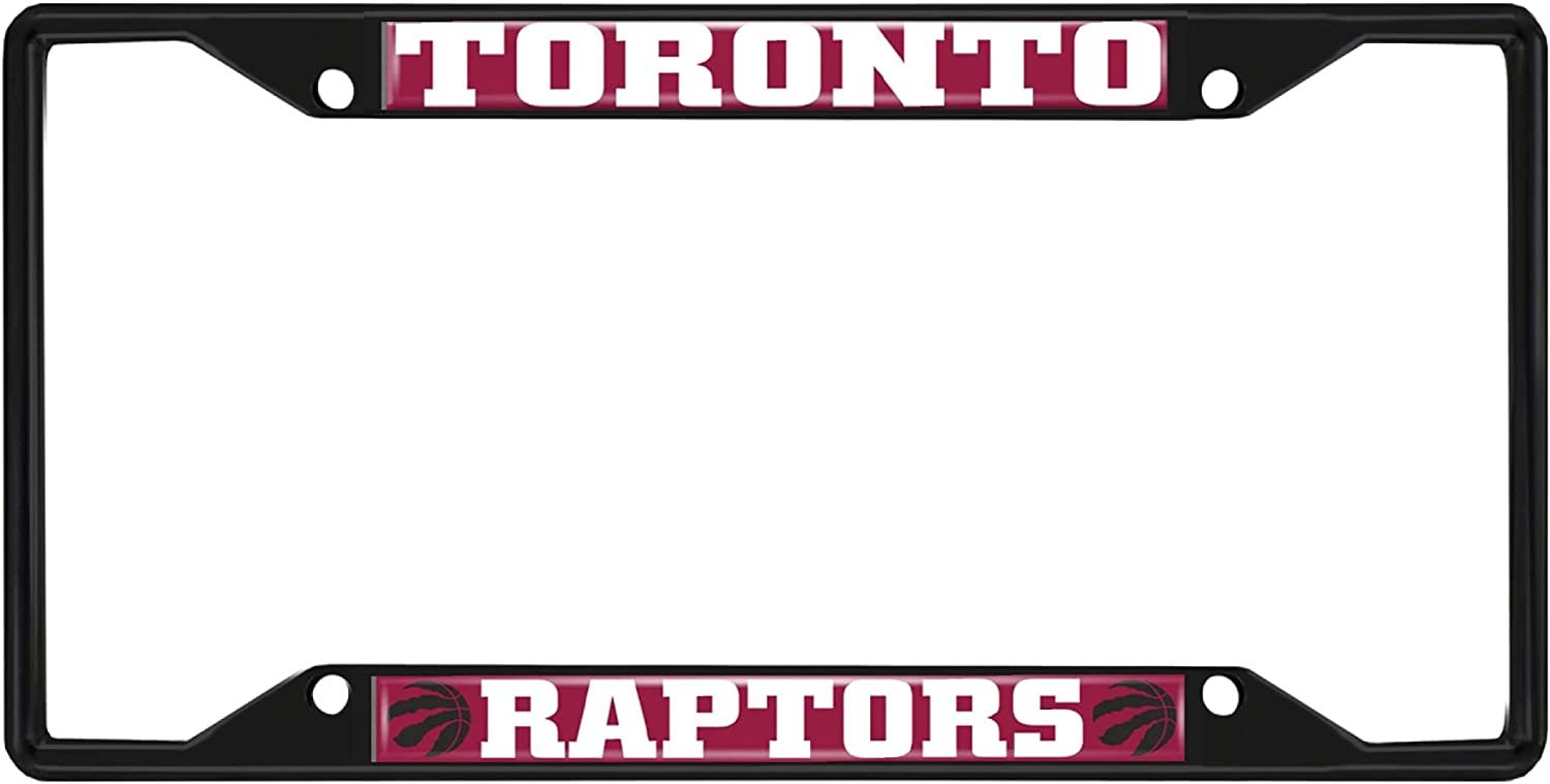 Toronto Raptors Black Metal License Plate Frame Tag Cover, 6x12 Inch