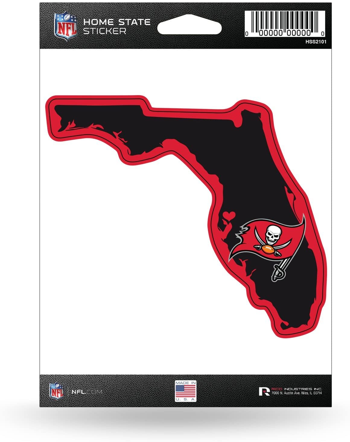 Tampa Bay Buccaneers 5 Inch Sticker Decal, Home State Design, Flat Vinyl, Full Adhesive Backing