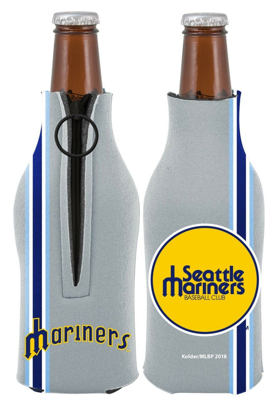 Seattle Mariners 2-PACK Zipper BOTTLE Retro THROWBACK Koozie Neoprene Baseball
