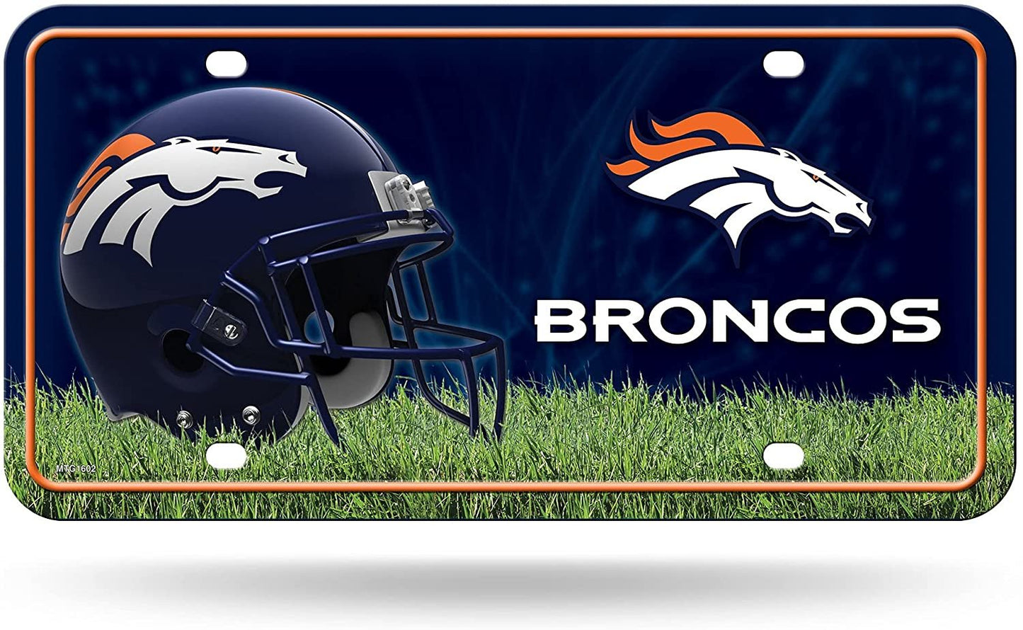 Denver Broncos Metal Auto Tag License Plate, Field Design, 6x12 Inch