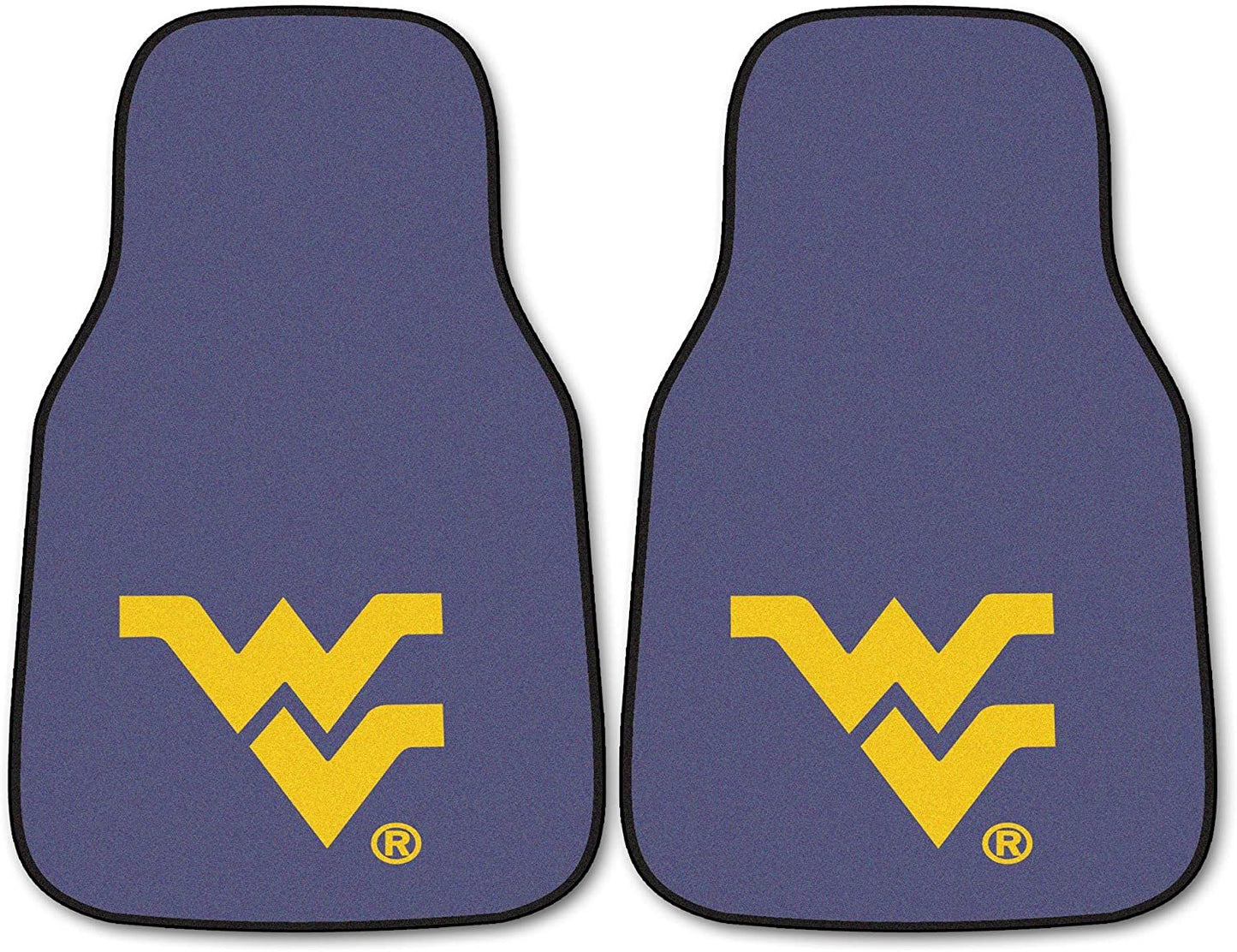 West Virginia University Mountaineers Front Floor Mats, Carpet Car Set, 18x27 Inch, Nylon, Set of 2