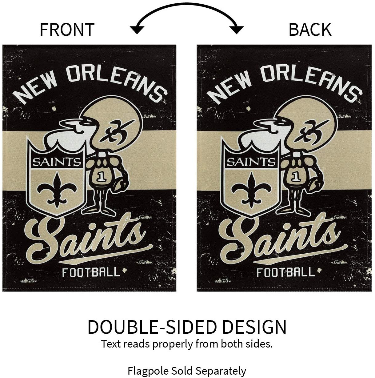 New Orleans Saints Premium House Flag Banner, Double Sided, Retro Vintage Style, Linen, 28x44 Inch