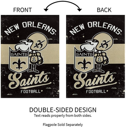 New Orleans Saints Premium House Flag Banner, Double Sided, Retro Vintage Style, Linen, 28x44 Inch