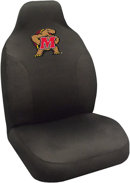 University of Maryland Terrapins Premium Embroidered Black Auto Bucket Seat Cover, 48x20 Inch, Elastic
