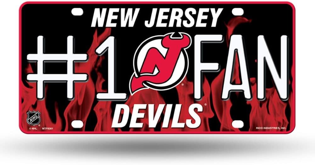 New Jersey Devils Metal Auto Tag License Plate, #1 Fan Design, 6x12 Inch
