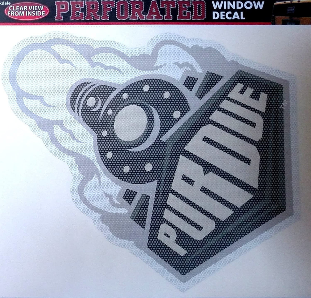 Purdue University Boilermakers 12 Inch Preforated Window Film Decal Sticker, One-Way Vision, Adhesive Backing