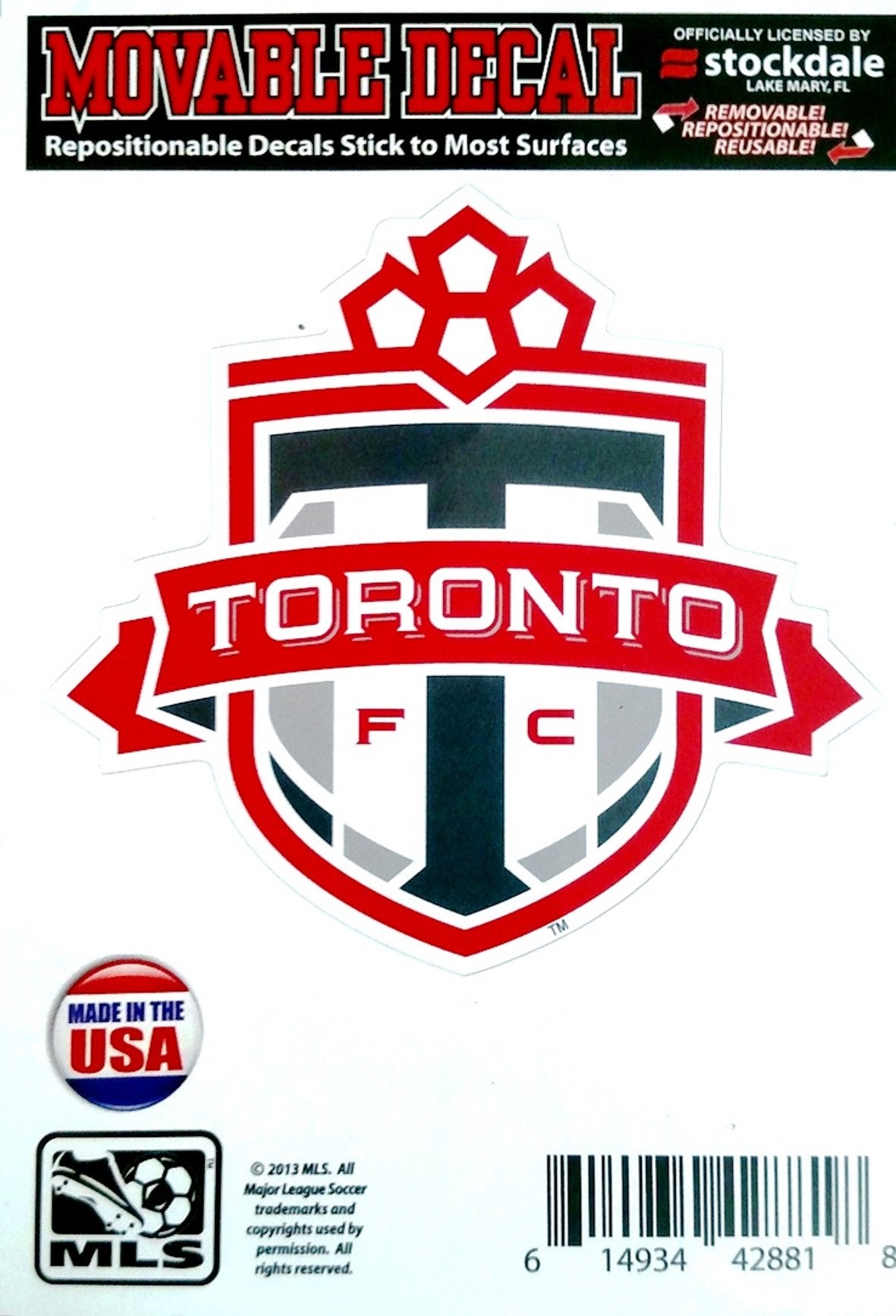 Toronto FC 5 Inch Premium Vinyl Die Cut Decal Sticker, Repositionable, Officially Licensed MLS Soccer Football Club