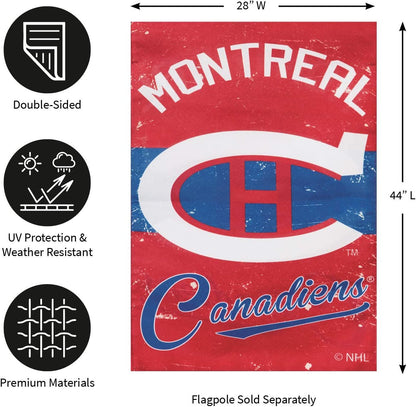 Montreal Canadiens Premium Linen Banner Flag Double Sided 28x44 Inch Vintage Logo Design Outdoor