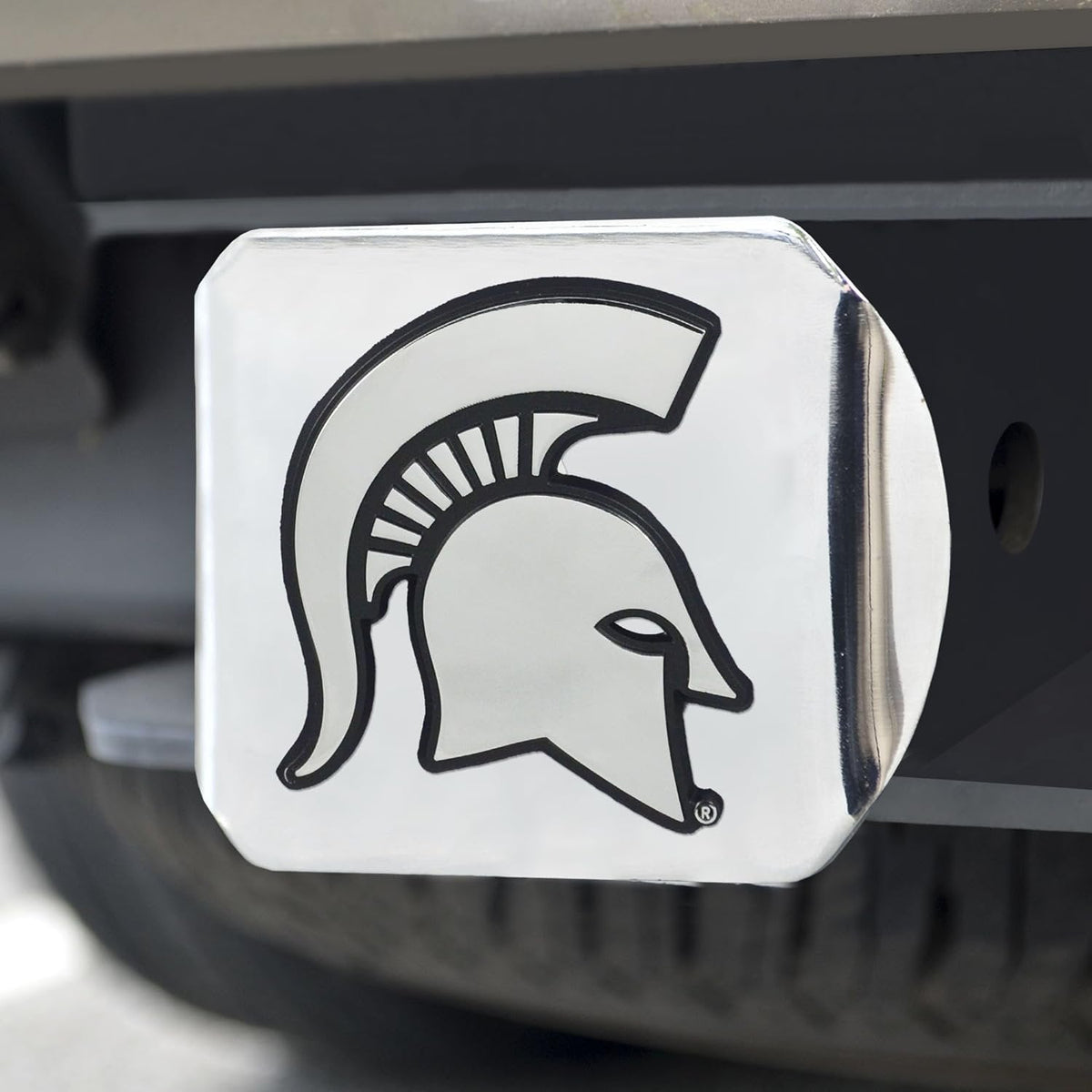 Michigan State University Spartans Hitch Cover Solid Metal with Raised Chrome Metal Emblem 2" Square Type III