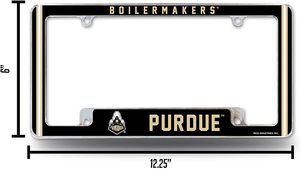 Purdue University Boilermakers Metal License Plate Frame Chrome Tag Cover Alternate Design 6x12 Inch