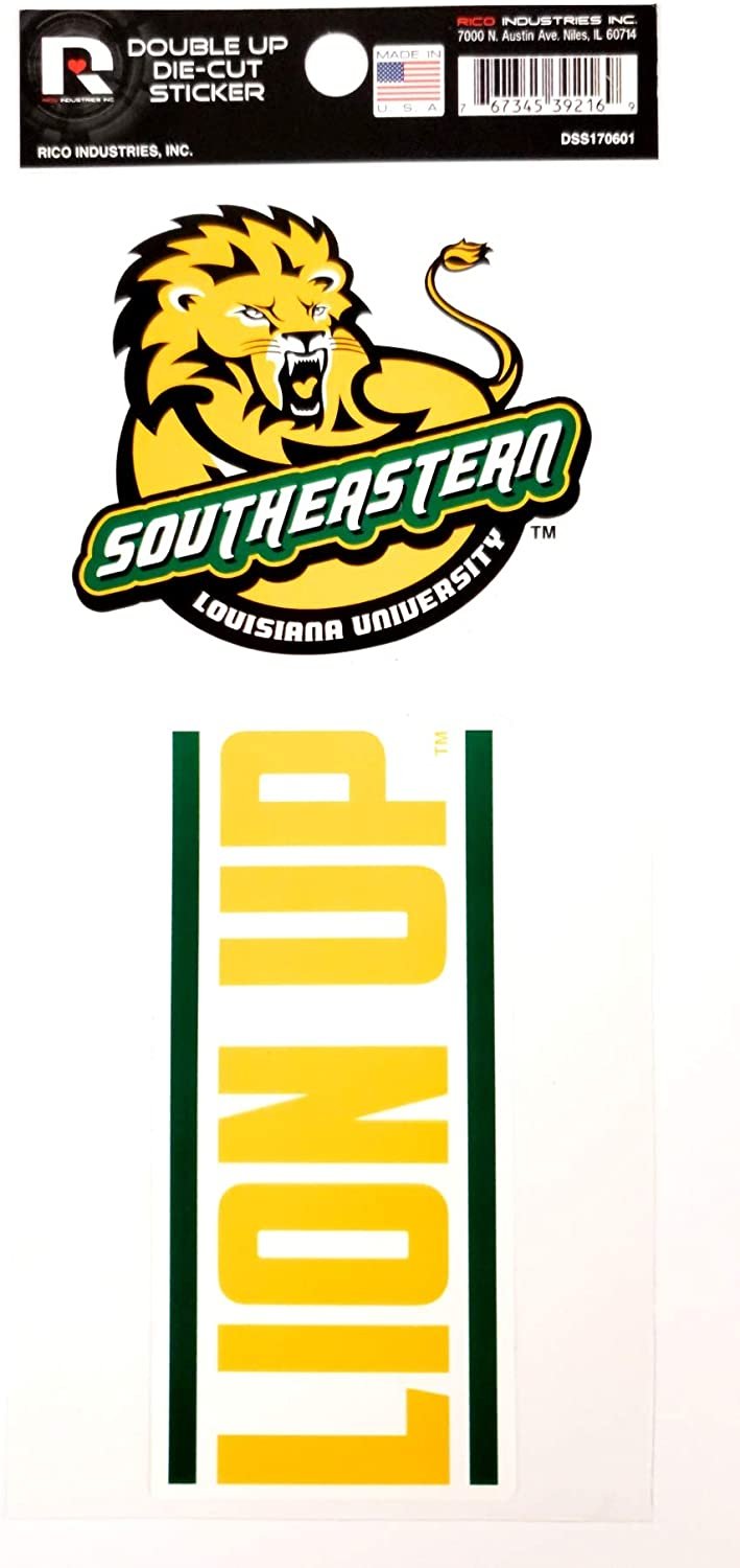 University of Southeastern Louisiana Lions SELA 2-Piece Double Up Die Cut Sticker Decal Sheet, 4x8 Inch