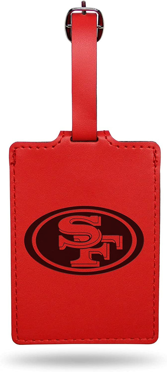 Rico Industries NFL San Francisco 49ers Red Laser Engraved Ultra Suede Luggage Tag - Includes ID Card