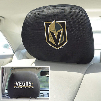 Vegas Golden Knights Pair of Premium Auto Head Rest Covers, Embroidered, Black Elastic, 14x10 Inch