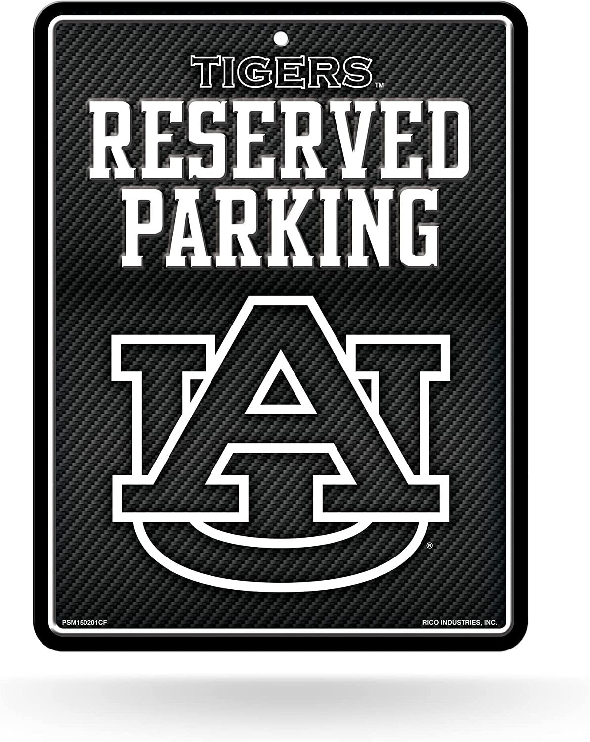 Auburn University Tigers Metal Parking Novelty Wall Sign 8.5 x 11 Inch Carbon Fiber Design