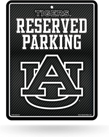 Auburn University Tigers Metal Parking Novelty Wall Sign 8.5 x 11 Inch Carbon Fiber Design