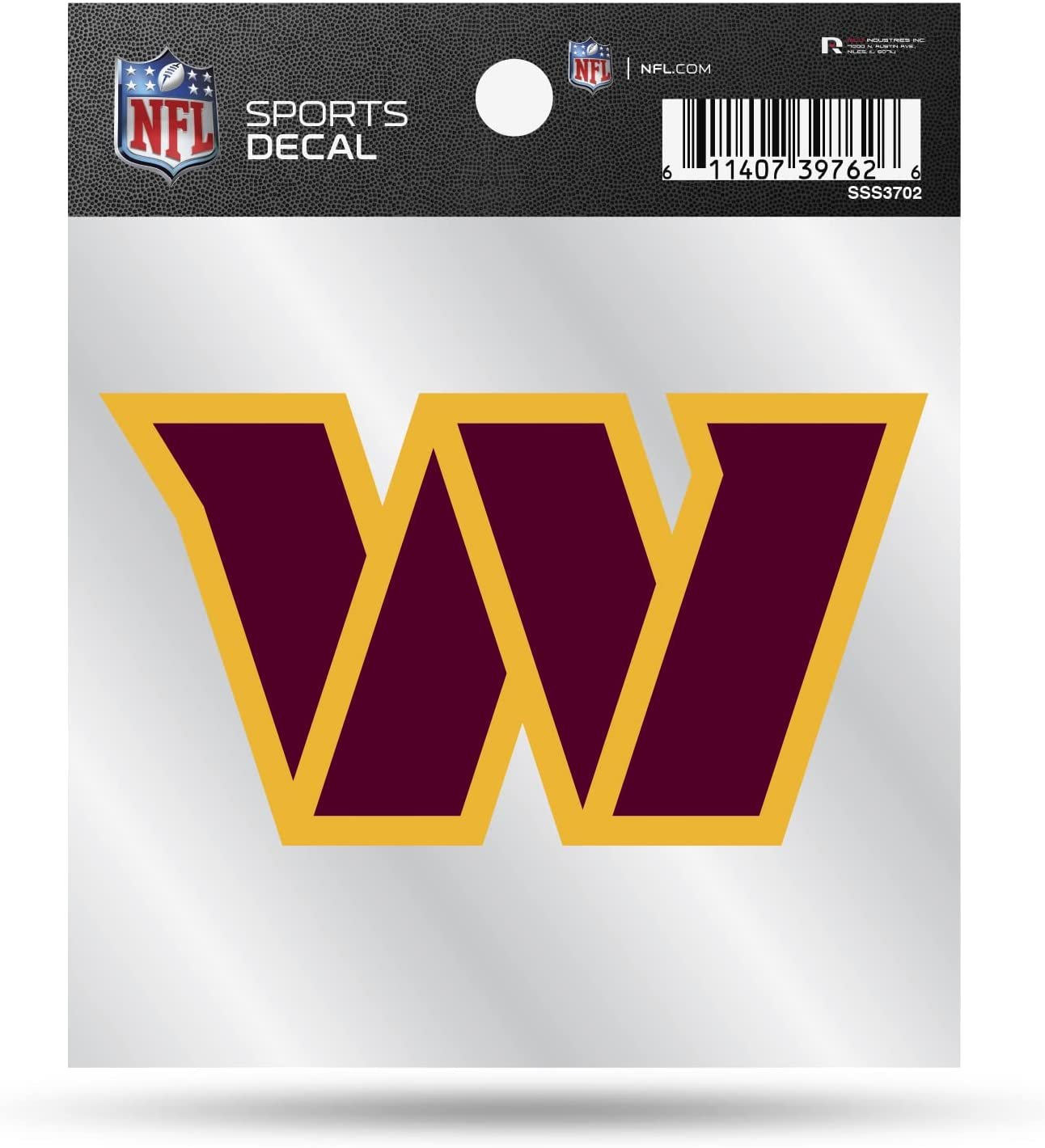 Washington Commanders 4x4 Inch Die Cut Decal Sticker, Primary Logo, Clear Backing