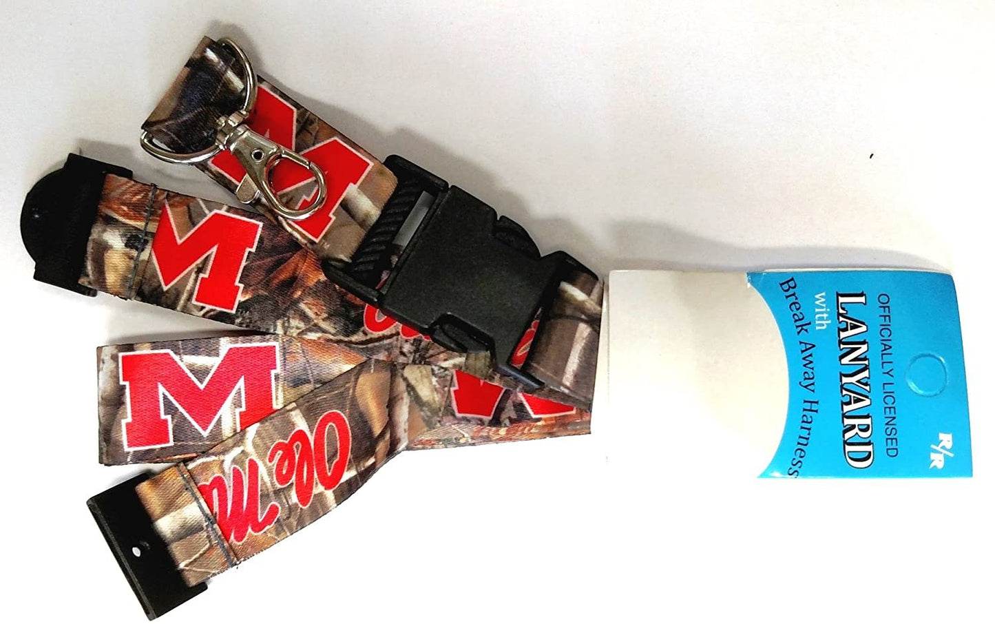 Mississippi Rebels Ole Miss CAMO RR Deluxe 2-Sided Lanyard Breakaway Clip w/J-Hook Keychain University of