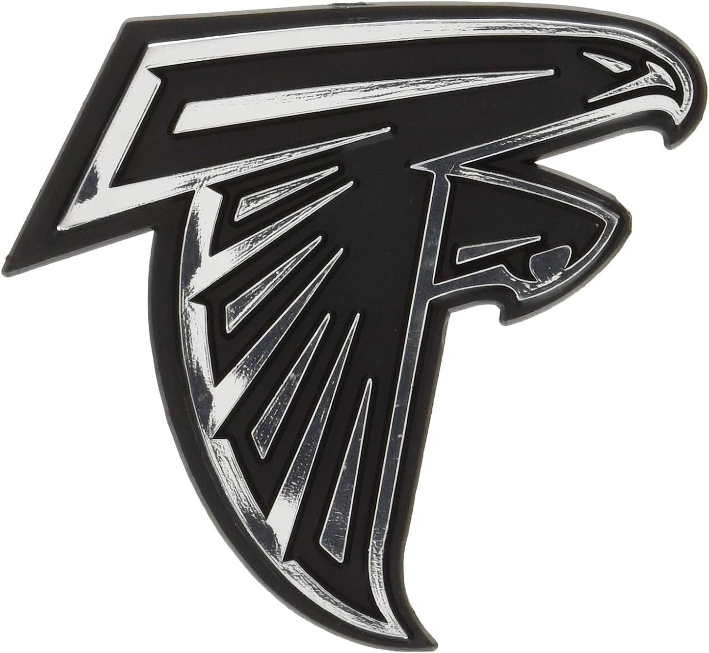 Atlanta Falcons Silver Chrome Color Auto Emblem Molded Raised Adhesive Tape Backing