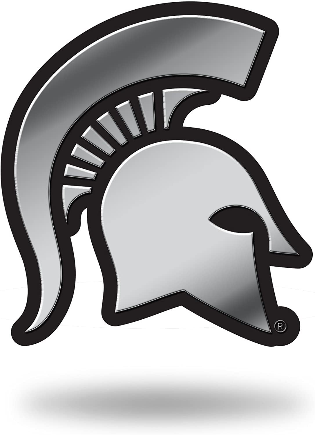 Michigan State University Spartans Auto Emblem, Silver Chrome Color, Raised Molded Plastic, 3.5 Inch, Adhesive Tape Backing