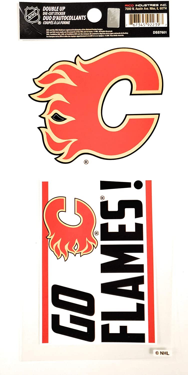 Calgary Flames 2-Piece Double Up Die Cut Sticker Decal Sheet, 4x8 Inch