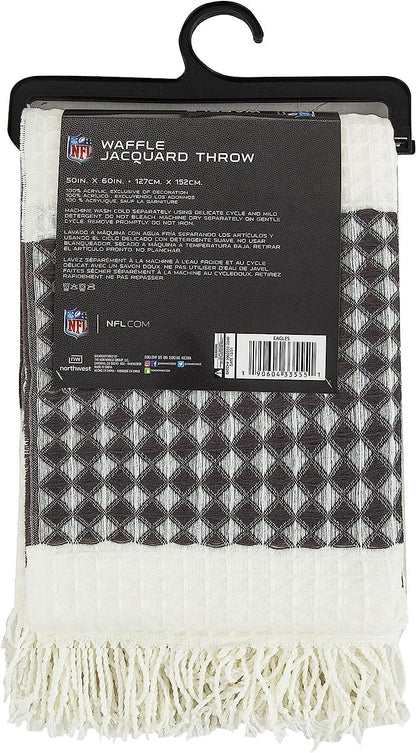 Philadelphia Eagles Throw Blanket Waffle Weave Jacquard, 50x60 Inch, Unisex-Adult, 100% Acrylic