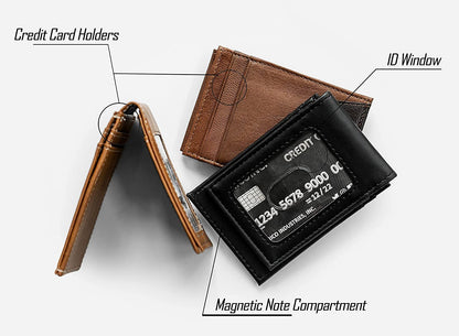 Pittsburgh Penguins Premium Black Leather Wallet, Front Pocket Magnetic Money Clip, Laser Engraved, Vegan
