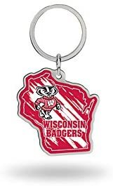 University of Wisconsin Badgers Metal Keychain State Shape Design