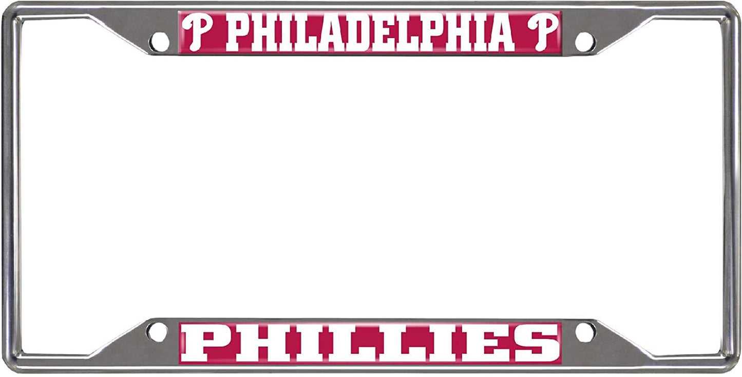 Philadelphia Phillies Metal License Plate Frame Tag Cover Chrome 6x12 Inch