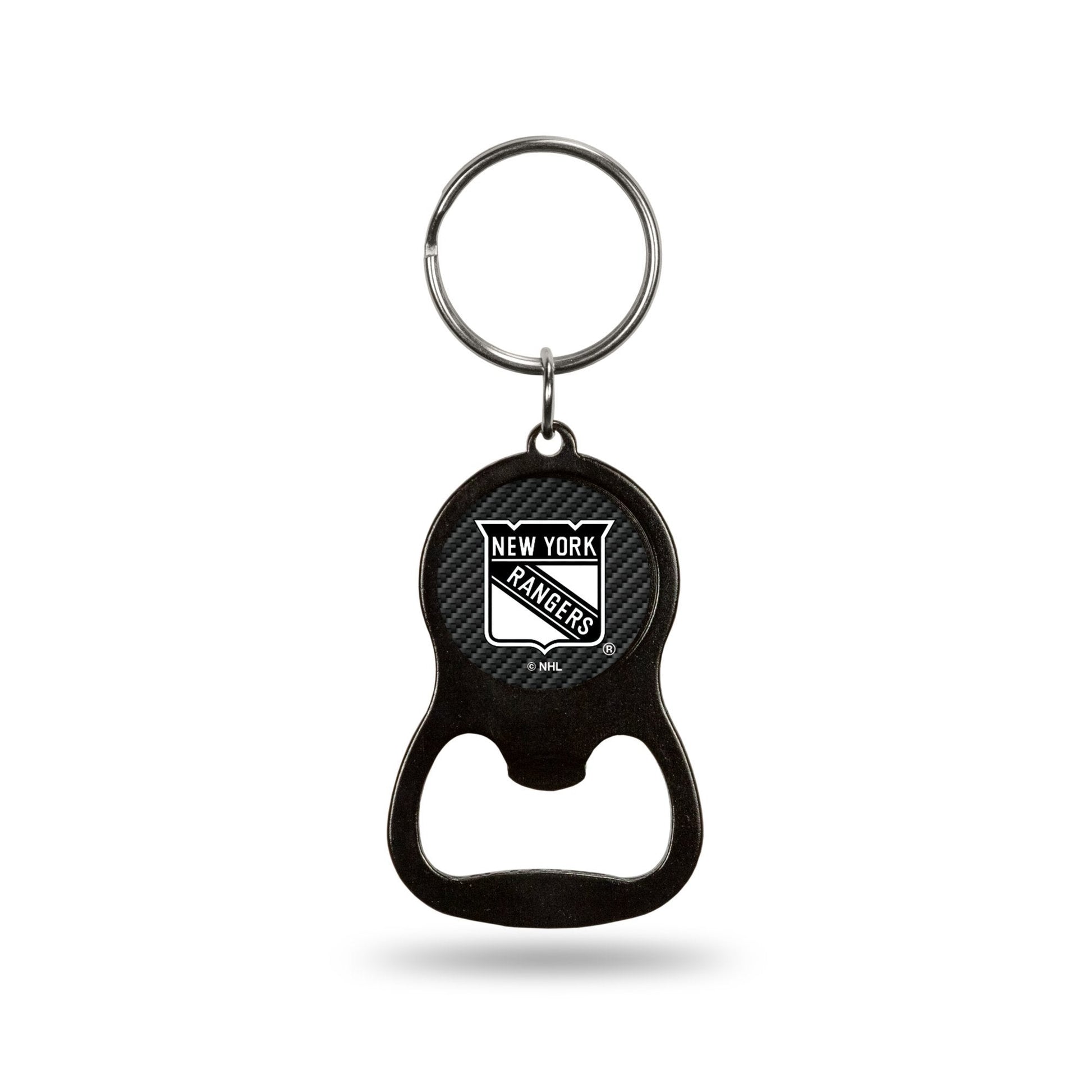 New York Rangers Metal Keychain Bottle Opener, Carbon Fiber Design