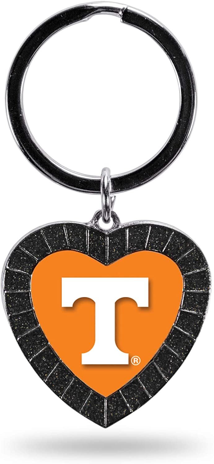Tennessee Volunteers NCAA Rhinestone Heart Colored Keychain, Black, 3-inches in length