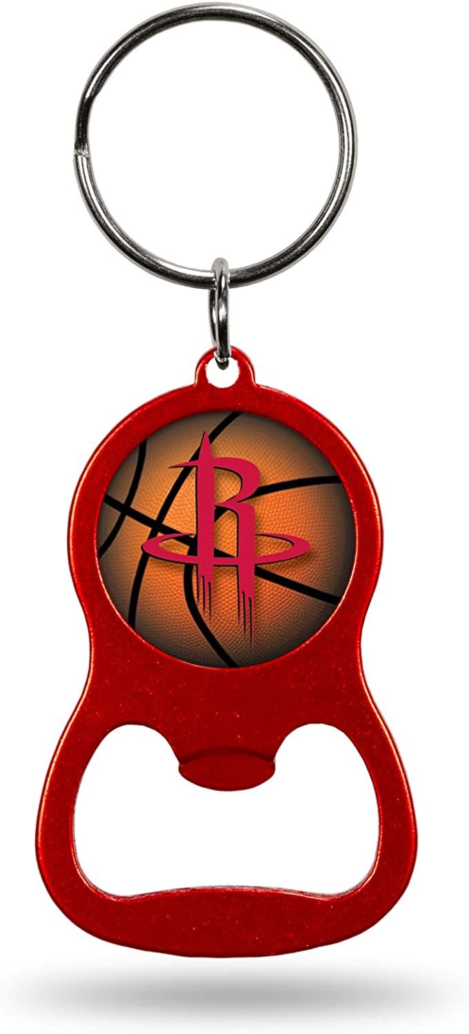 Houston Rockets Premium Solid Metal Bottle Opener Keychain, Key Ring, Team Color