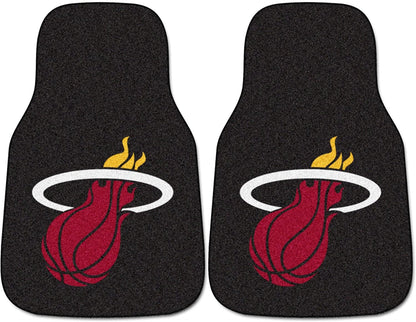 Miami Heat Front Floor Mats, Carpet Car Set, 18x27 Inch, Nylon, Set of 2