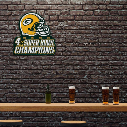 Green Bay Packers 4-Time Super Bowl Champions Soft Felt Wall Pennant, 18 Inch, Easy to Hang