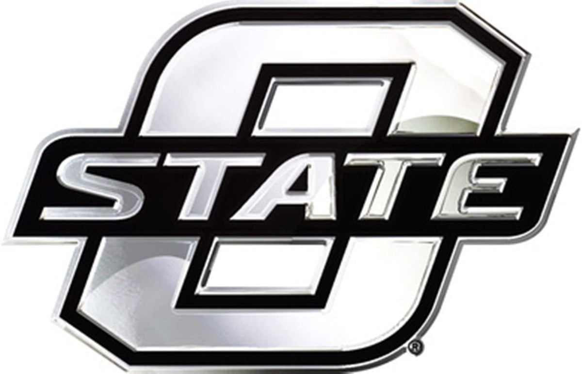 Oklahoma State University Cowboys Premium Solid Metal Raised Auto Emblem, Big O Logo, Shape Cut, Adhesive Backing