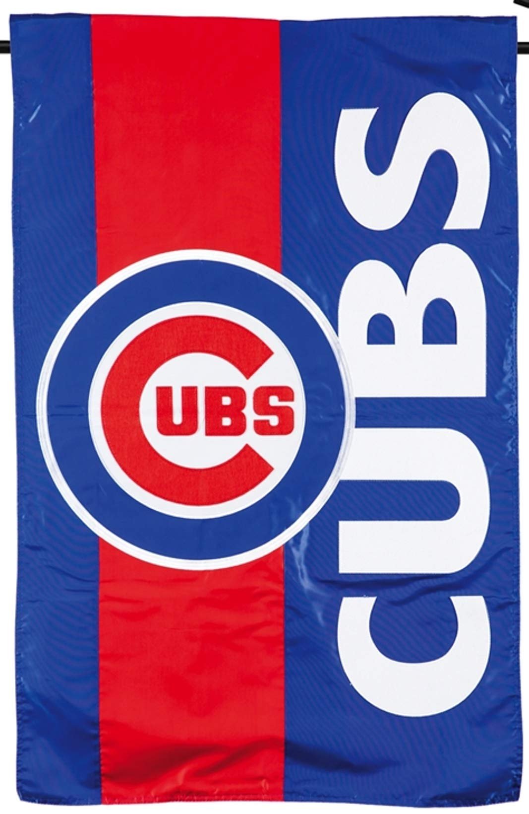 Chicago Cubs Premium 2-sided Garden Flag Banner, Embroidered Applique, 13x18 Inch, Display Stand Sold Seperately, Officially Licensed