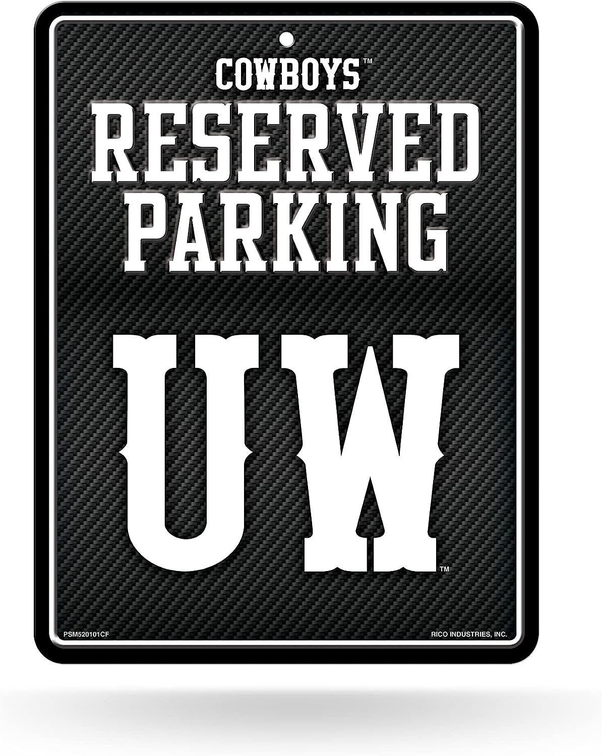 University of Wyoming Cowboys Metal Parking Novelty Wall Sign 8.5 x 11 Inch Carbon Fiber Design