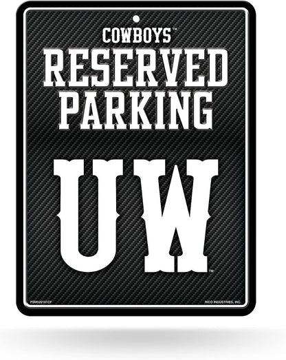 University of Wyoming Cowboys Metal Parking Novelty Wall Sign 8.5 x 11 Inch Carbon Fiber Design