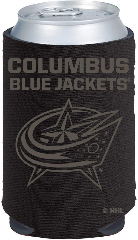 Columbus Blue Jackets Tonal Black Design 2-Pack 12oz CAN Neoprene Beverage Insulator Holder Cooler Hockey