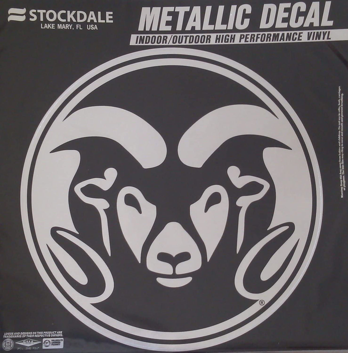 Colorado State University Rams 6 Inch Decal Sticker, Metallic Chrome Shimmer Design