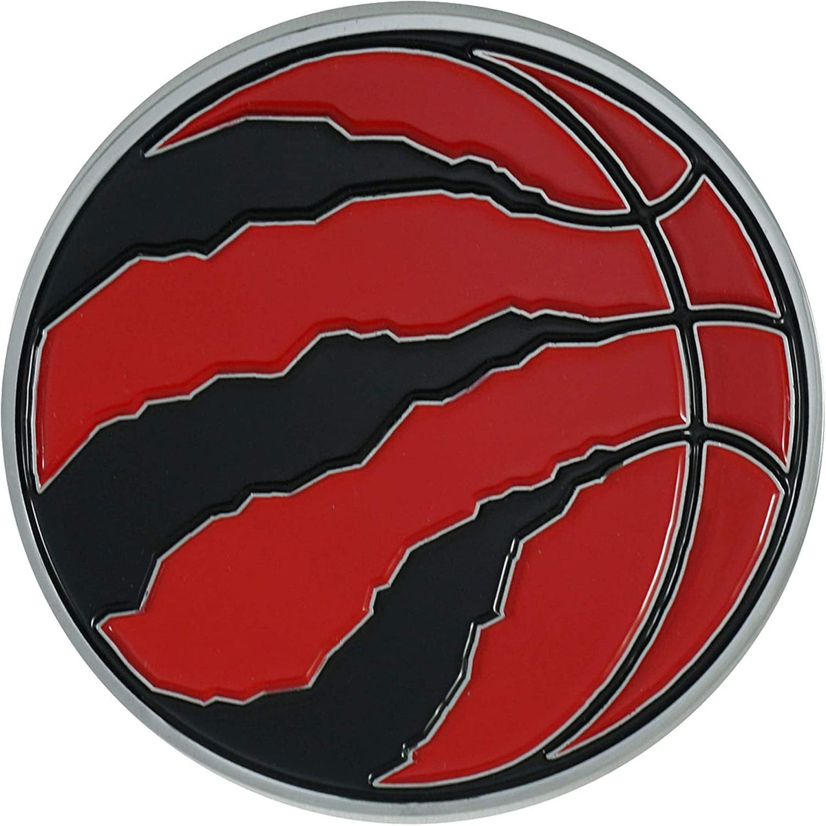 Toronto Raptors Premium Solid Metal Raised Auto Emblem, Team Color, Shape Cut, Adhesive Backing