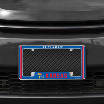 University of Kansas Jayhawks Metal License Plate Frame Chrome Tag Cover Alternate Design 6x12 Inch