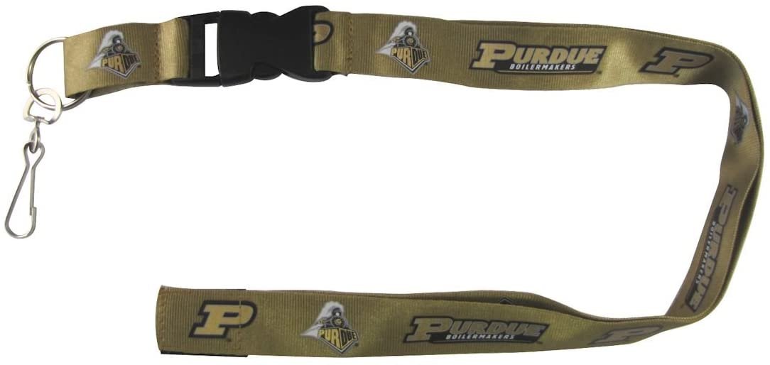 Purdue University Boilermakers Gold Lanyard Keychain Double Sided Breakaway Safety Design Adult 18 Inch