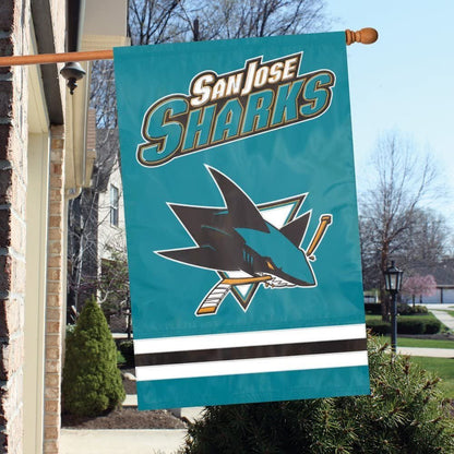 San Jose Sharks Banner Flag Embroidered Premium 2-sided 28x44 Outdoor Football