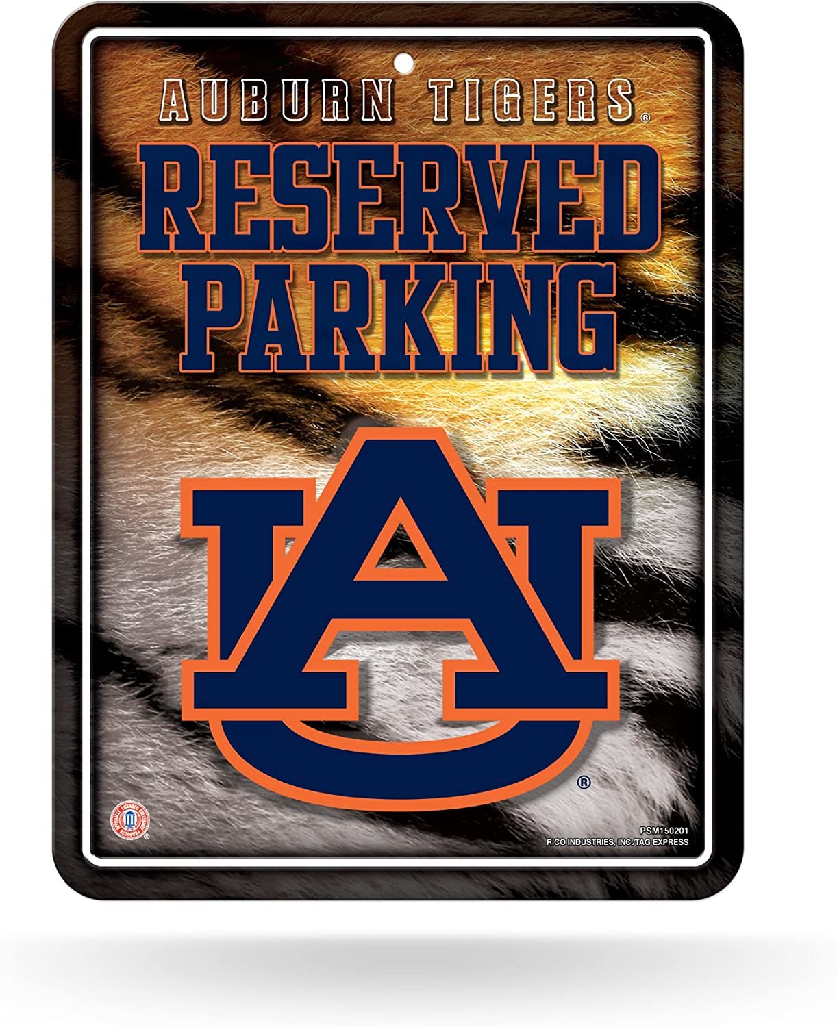 Auburn University Tigers Premium Metal Wall Parking Sign, 8.5x11 Inch, Primary Design, Great for Man Cave, Bed Room, Office, Home Decor