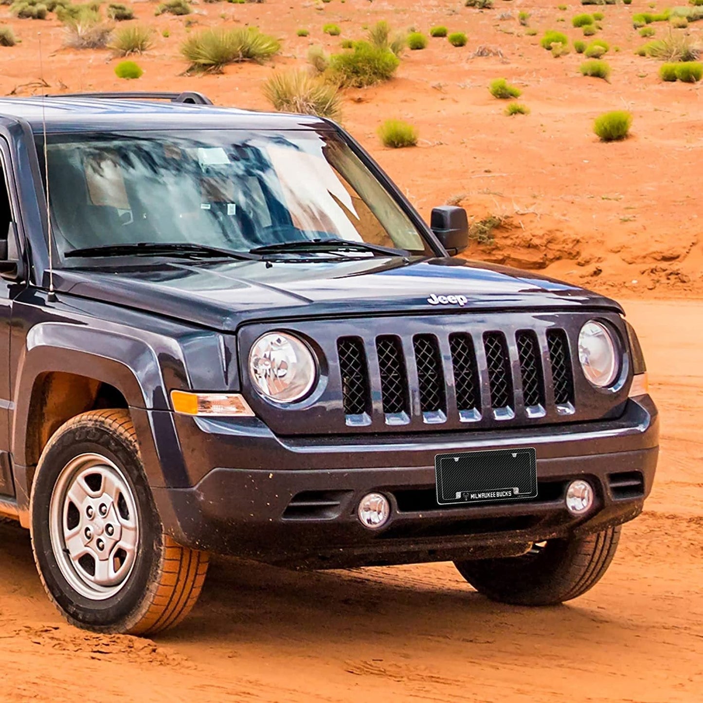 Milwaukee Bucks Metal License Plate Frame Chrome Tag Cover Carbon Fiber Design 6x12 Inch