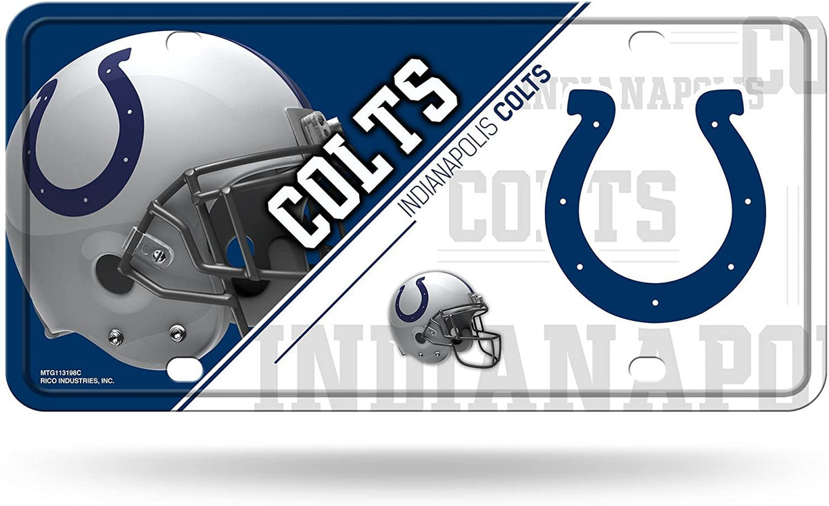 Indianapolis Colts Metal Auto Tag License Plate, Split Design, 6x12 Inch