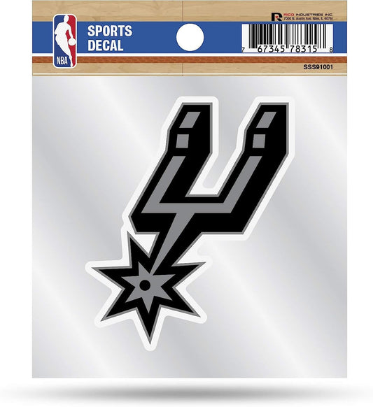 San Antonio Spurs 4x4 Die Cut Inch Decal Sticker Flat Vinyl, Primary Logo, Clear Backing