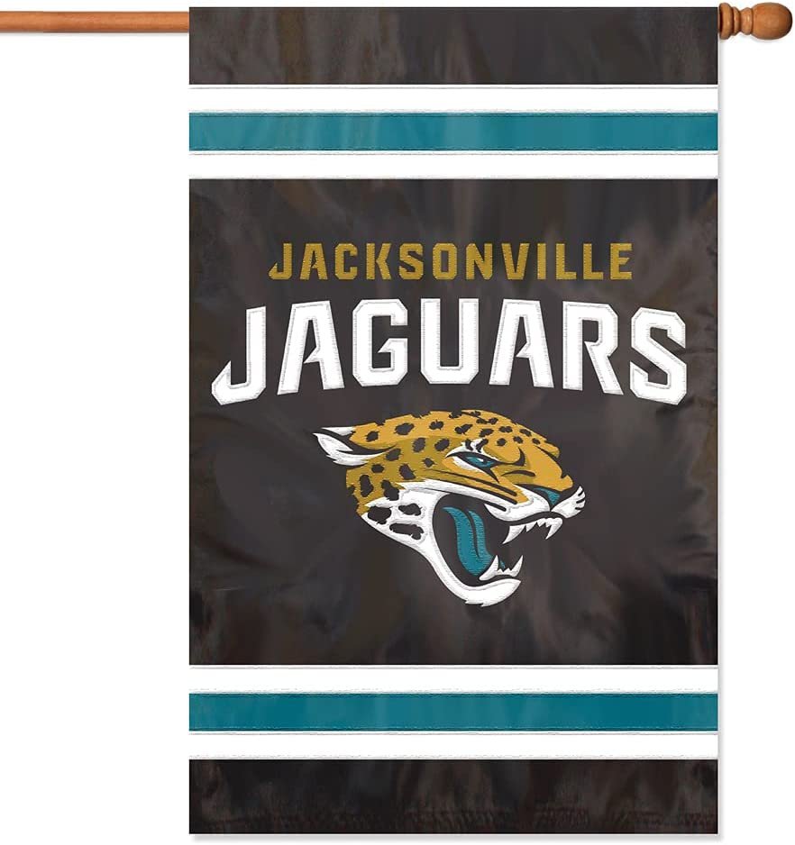 Jacksonville Jaguars Double Sided Banner Flag Embroidered Applique 44x28 Inch