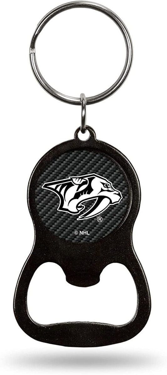 Nashville Predators Keychain Bottle Opener Carbon Fiber Design Metal Hockey