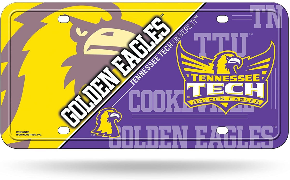 Tennessee Tech University Golden Eagles Metal Auto Tag License Plate, Split Design, 12x6 Inch